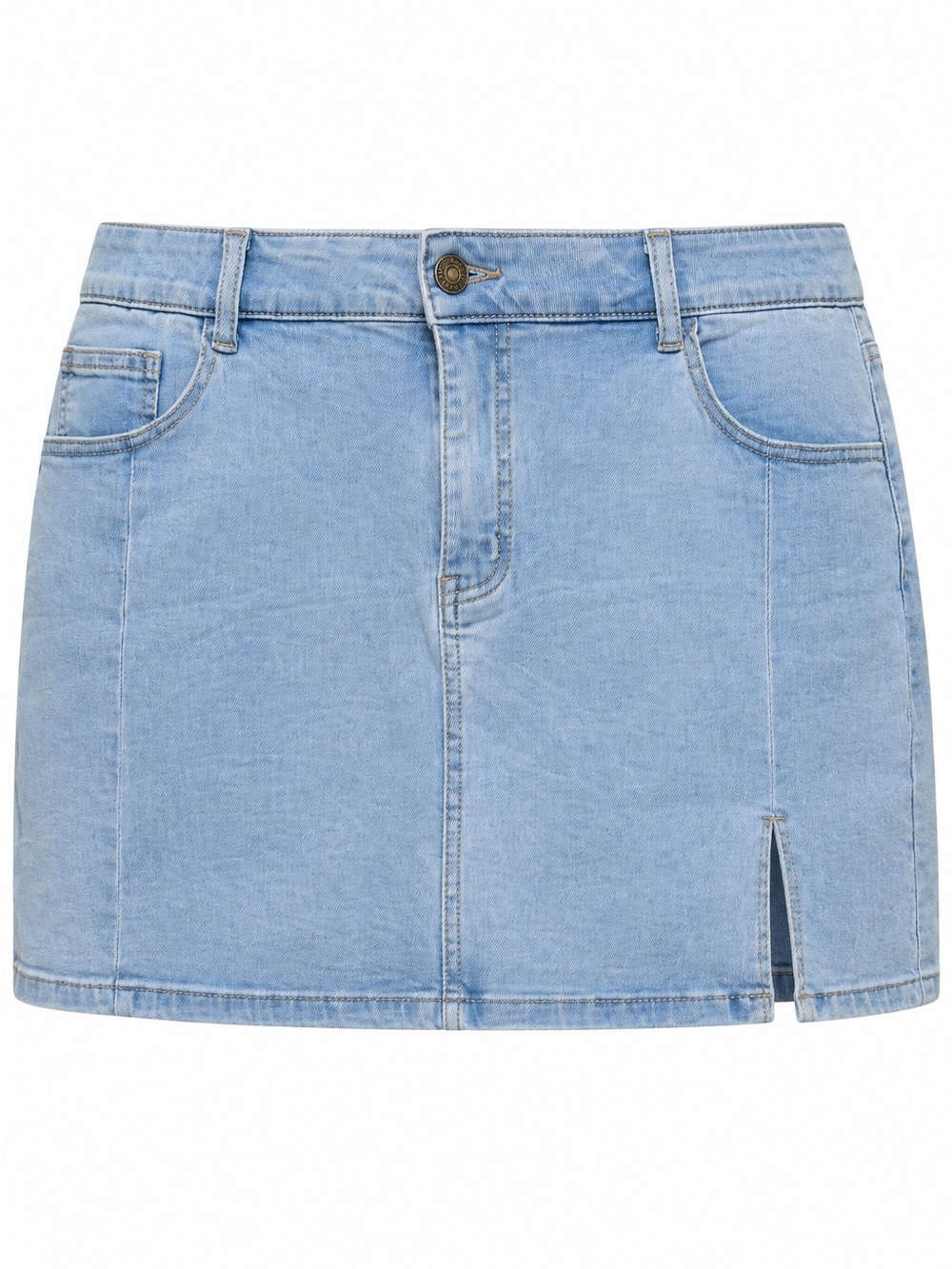 Luvamia Women’s 2XL Light Wash Denim Mini Skort Stretch Side Slit NWT